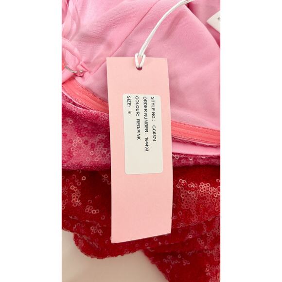 Collective The Label Embellished Sequin Heart Mini Dress Womens Size 2 New Red - Picture 8 of 9